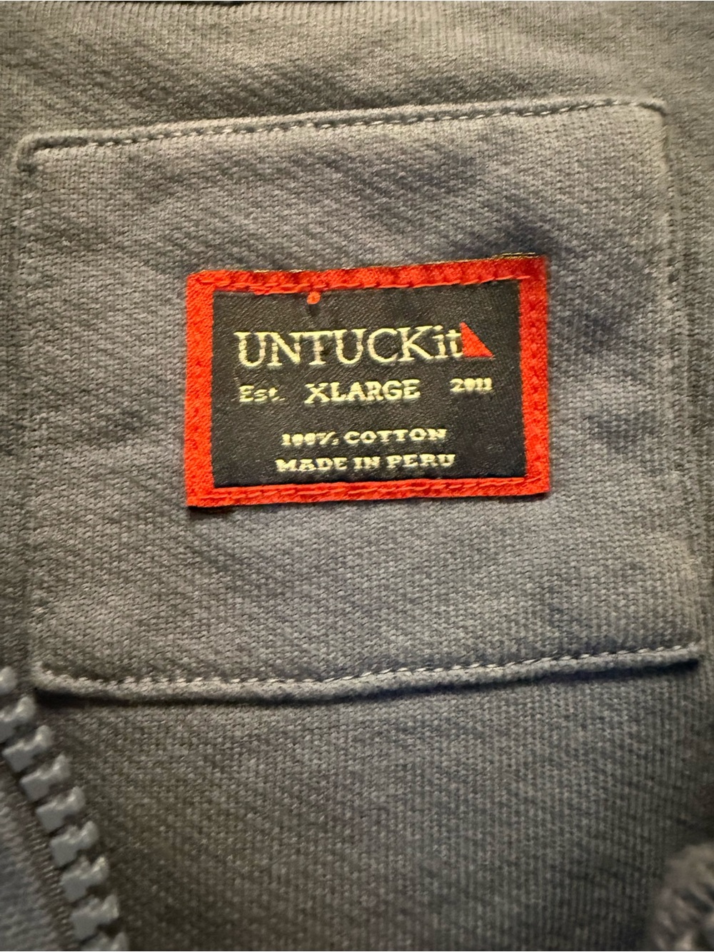 UNTUCKit Pullover Mens XLarge Sweater Quarter Zip Wolfred-Mid Blue Elbow Patch - Picture 9 of 16